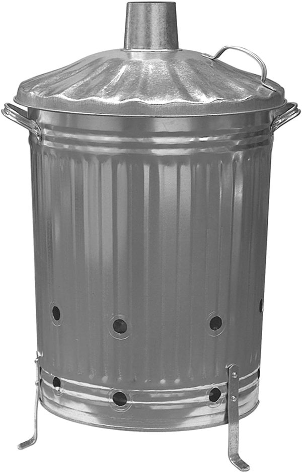 Galvanised Incinerator Bin Garden Leaves Wood Burner- 90L