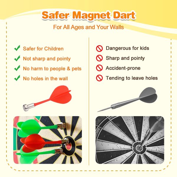 LET'S GOT! Powerful Double-Sided Magnet 15''Dart Board Set (6 pcs darts) - Garden Toys & Ideal Gift - Image 7