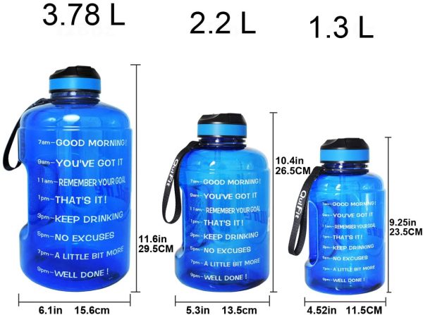 QuiFit 3.78/2.2 Litre Motivational Water Bottle - with Straw & Time Marker,Wide Mouth,BPA Free,Reusable,Ideal for Gym,Outdoor Sport,Home & Office - Image 6