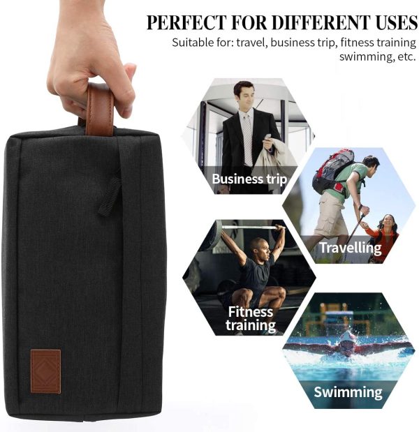 KK Water - Resistant Hanging Toiletry Travel Bag ?C Spacious Black Gym, Shaving, Make Up Bag for Men & Women - Image 5