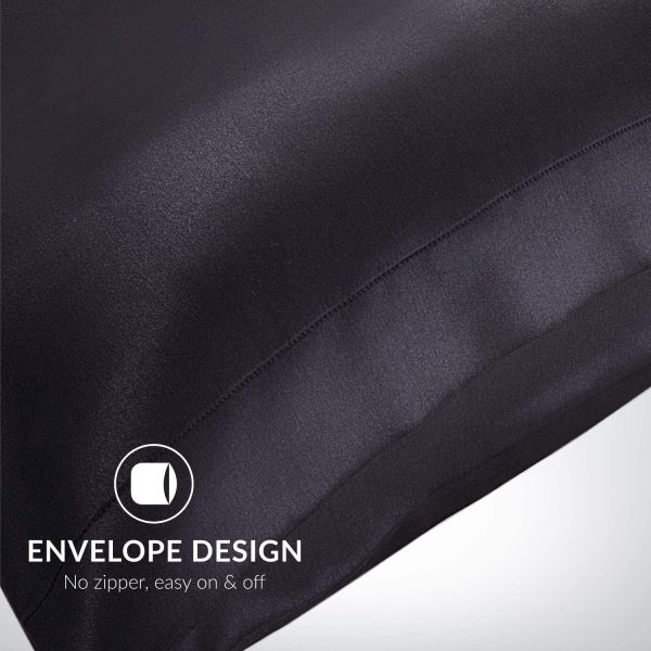 Satin Pillow Cases 2 Pack - Black Pillowcase for Hair and Skin Standard Size with Envelope Closure, 50 x 75 cm - Image 8