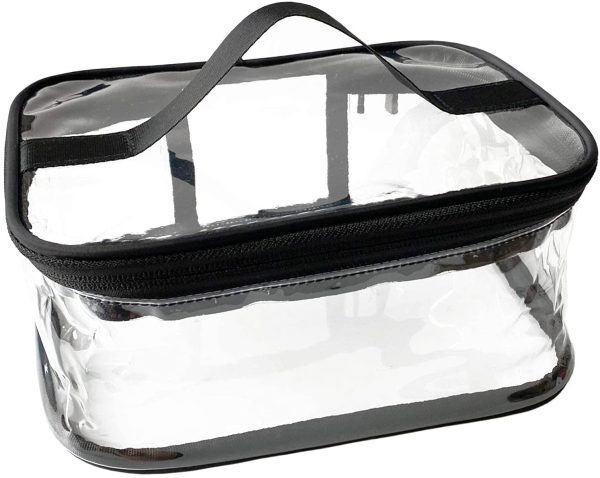 FIYUK Toiletry Bag Makeup Cosmetic Clear Bag Portable Waterproof Transparent Travel Large Storage Black - Image 5