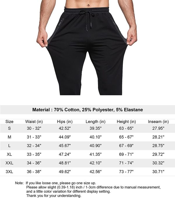 HCSS Mens Joggers with Zip Pockets Elasticated Waist Tracksuit Bottoms Men for Running,Sports,Lounge