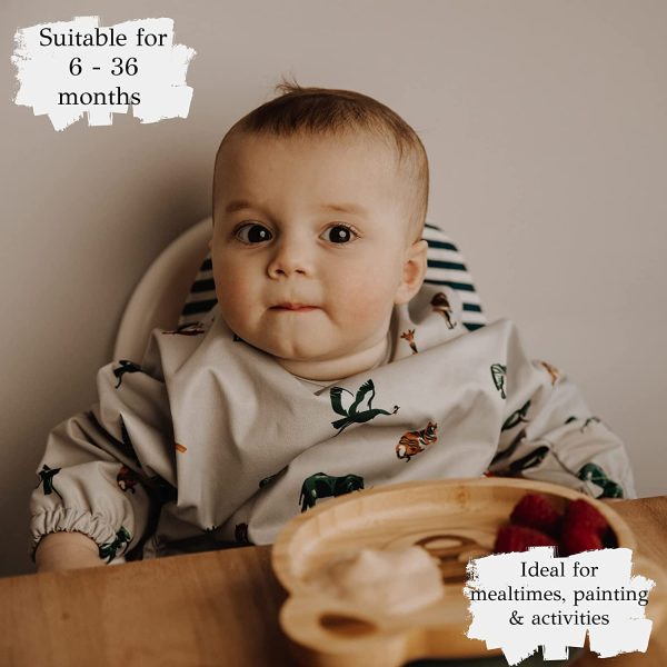 Bubba Bear ? Baby Led Toddler Long Sleeves Weaning Cape Bib Set | Sleeved Waterproof Coverall Bibs for Feeding Babies & Catching Food | Newborn - 36 Months | Washable Wipes Clean for Messy Play - Image 2