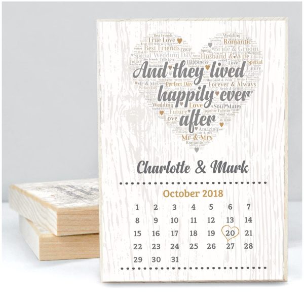 Personalised Wedding Gifts for Bride & Groom And They Lived Happily Ever After Wedding Calendar Date Keepsake Gifts - A5, A4, A3 Prints and Frames - Image 4