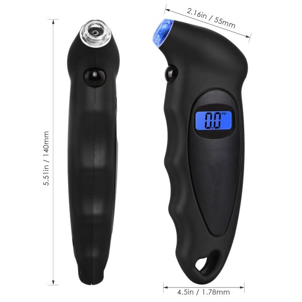 GLOSSE Tyre Pressure Gauge Digital Tyre Pressure Gauge With Backlight LCD Display 150 PSI ABS for Cars, Bikes, Motorcycles etc - Image 5