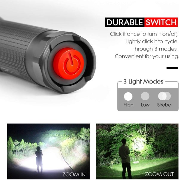 High-Powered LED Torch S3000, 2000 Lumen Super Bright Torch Flashlight with 3 Modes, IP67 Waterproof Zoomable for Camping Fishing Outdoor - Image 2