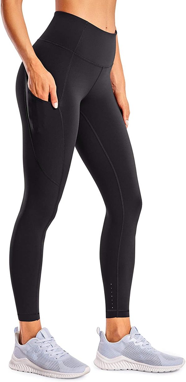 CRZ YOGA Women's Naked Feeling Yoga Pants with Pockets High Waist Gym Workout Running Leggings - 25 Inches - Image 3