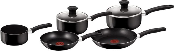 Delight Aluminium 5 Piece Non-Stick Pots & Pans Cookware Set, Black - Image 3