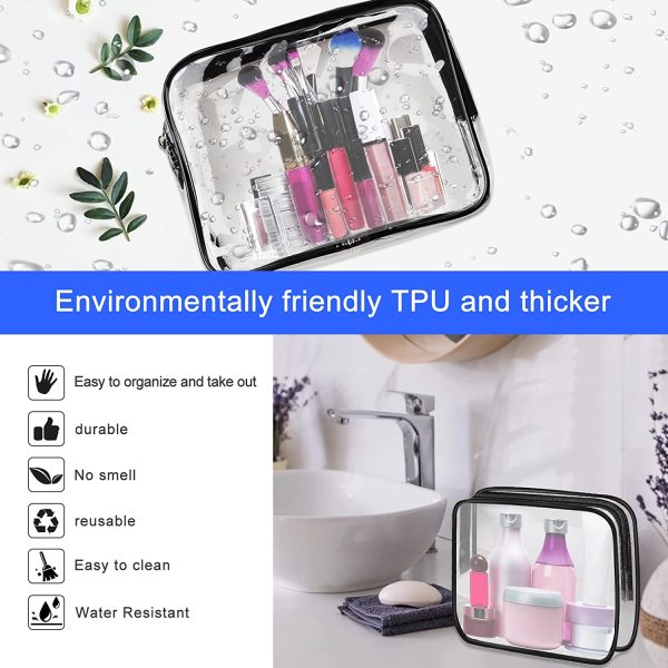 Clear Toiletries Bag, Funnasting 3 in 1 Waterproof Toiletry Travel Bag Clear PVC Travel Bag Wash Bag Makeup Bag Travel Business Bathroom for Men, Women and Kids - Image 3