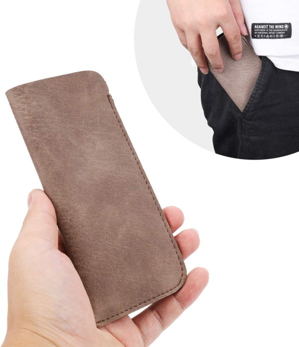 Leather Eyeglasses Case 3 Pack, PU Leather Soft Reading Glasses Pouch Spectacles Bag for Women Men Kids - Image 2