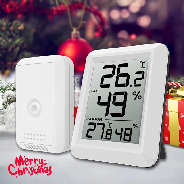 Digital Hygrometer Thermometer, MINI Indoor Outdoor Monitor Temperature Humidity, Wireless Room Hygrometer Gauge with ??/?H Switch, 328ft/100m Range for Home, Office, Chiristmas Gift - Image 4