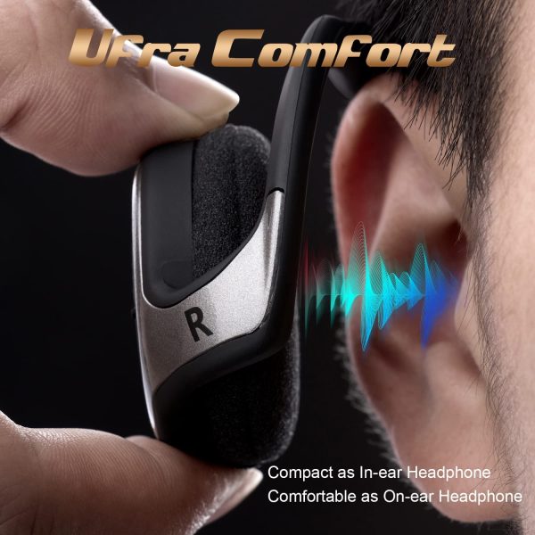 Bluetooth Headphone Sport Running Earphone, Zero Pressure and Pocket Size Design Wireless Foldable Headphone with HiFi Stereo Sound, Clear Voice Capture Technology, Built-in Noise Canceling Mic(Black) - Image 4