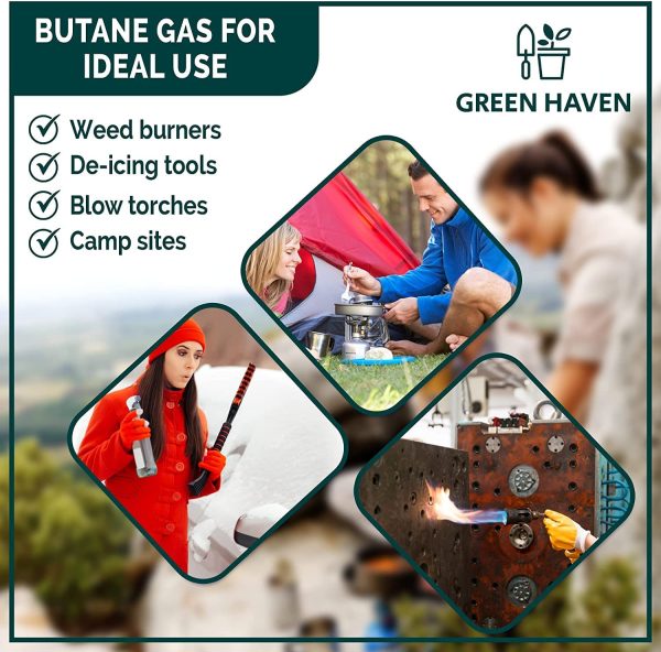 Green Haven Premium Butane Gas Canisters | Camping Gas Canister for Camping Stove, Blowtorch, BBQ, Gas Weed Burner | EN417 Gas Canister Gas Cartridge Gas Cylinders for Camping | Gas Cylinder - Image 3