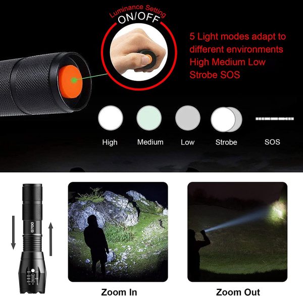 G700 Led Torch Rechargeable Super Bright CREE Led Tactical Flashlight 2000 Lumen Zoomable Handheld Torches for Camping Hiking Emergency - Image 7