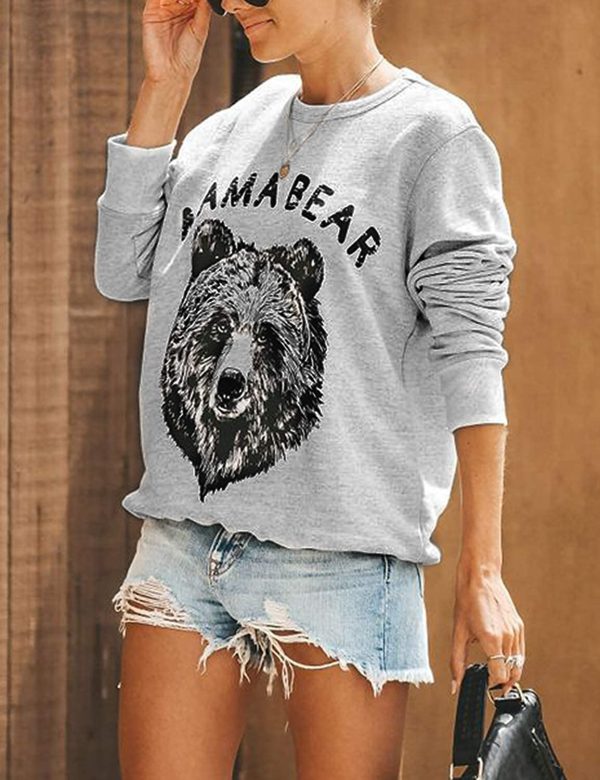 Blooming Jelly Women's Mama Bear Crew Neck Jumper Oversized Long Sleeve T-Shirt Pullover Cute Top Letter Print Sweatshirt - Image 6