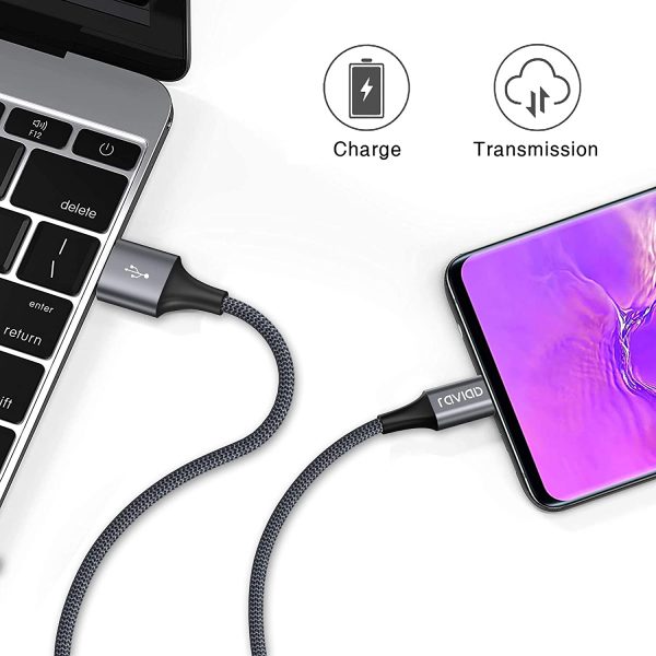 RAVIAD USB C Cable, 4Pack 0.5M+1M+2M+3M Nylon Braided USB Type C Fast Charging Charger Cable for Samsung Galaxy S10/S9/S8+/S8, MacBook, Huawei P30/P20/P10, Google Pixel, Sony Xperia XZ, OnePlus Grey - Image 2