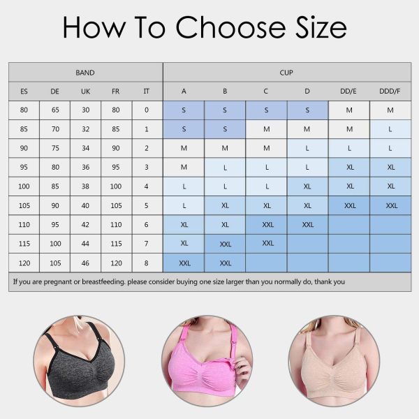 HBselect 3 Pack Women??s Nursing Bra Wireless Seamless Maternity Bra Breastfeeding Bras Bralette with Removable Bra Pads Extenders - Image 2