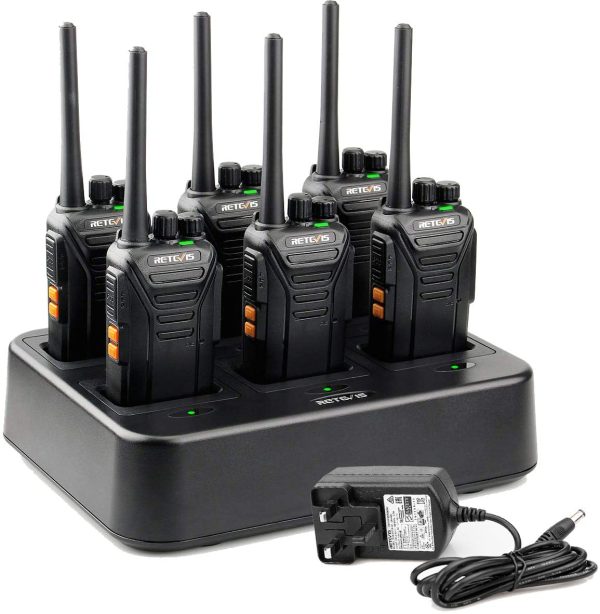 Retevis RT27 Walkie Talkie, Walkie Talkies with 6 Way Charger, PMR446 License-free, 16 Channels, VOX, Two Way Radio for School, Factory, Security (6 Pack, Black) - Image 9