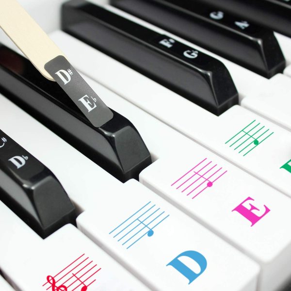 Piano Stickers for 88/61/64/49/37 Key, Piano Keyboard Stickers Full Set for White and Black Keys, Color Bigger Letter-Thinner Transparent Material-Easier Removable with Cleaning Cloth - Image 4