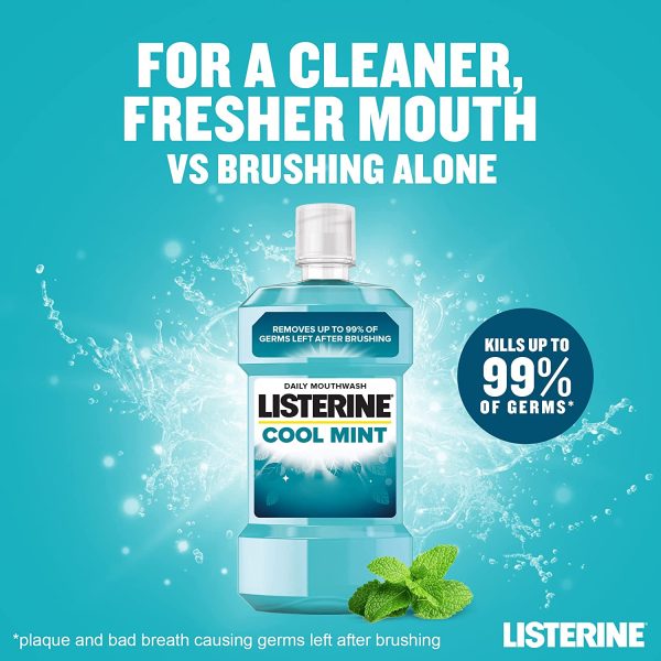 Listerine Cool Mint Mouthwash, 6X 500ml,Blue - Image 2