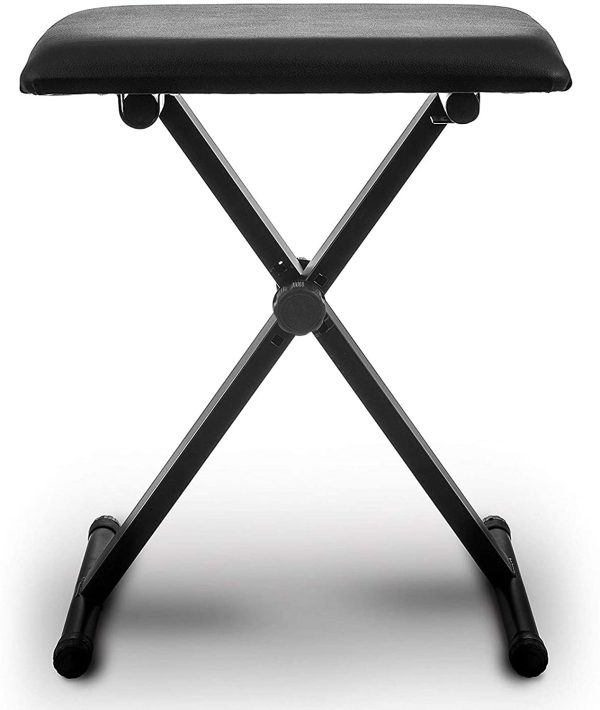 LIVIVO Height Adjustable and Folding Pro X-Frame Piano Bench with Steel Tubes, Padded Black Leather Seat and Non-Slip Feet - Image 9