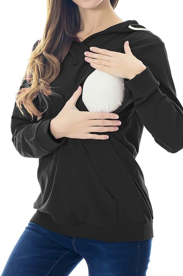 Smallshow Maternity Nursing Hoodies Women??s Long Sleeve Breastfeeding Sweatshirt - Image 5