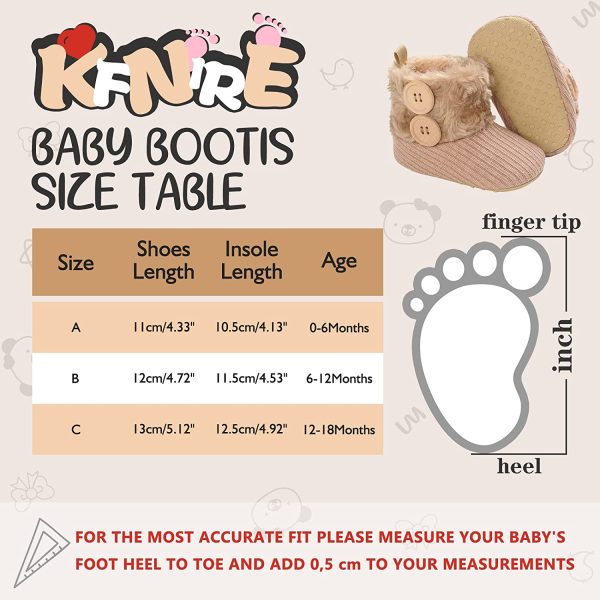 Kfnire Baby Booties, Unisex Baby Boy Girl Toddler Soft Winter Warm Fur Snow Boot - Image 3