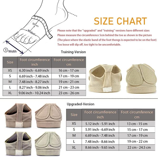 DANCEYOU Dance Foot Thongs Ballet Dance Wear Nude Lyrical Shoes Dance Foot Toe Pad Support, 1 Pair/2 Pairs Pack, 5 Sizes - Image 5