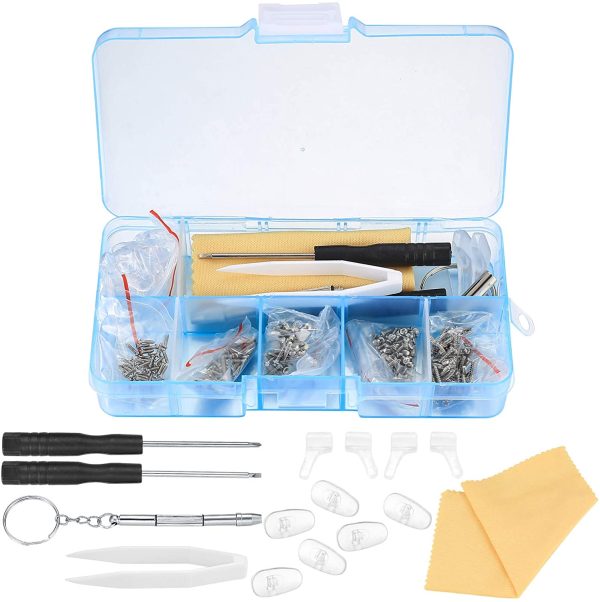 Eyeglasss Sunglass Glasses Repair Tool Kit Set, Spectacles Repair Kit with Mini Screwdriver, Screws Nut, Silicone Nose Pads, Glasses Cloth, Tweezer - 500 Pcs - Image 5