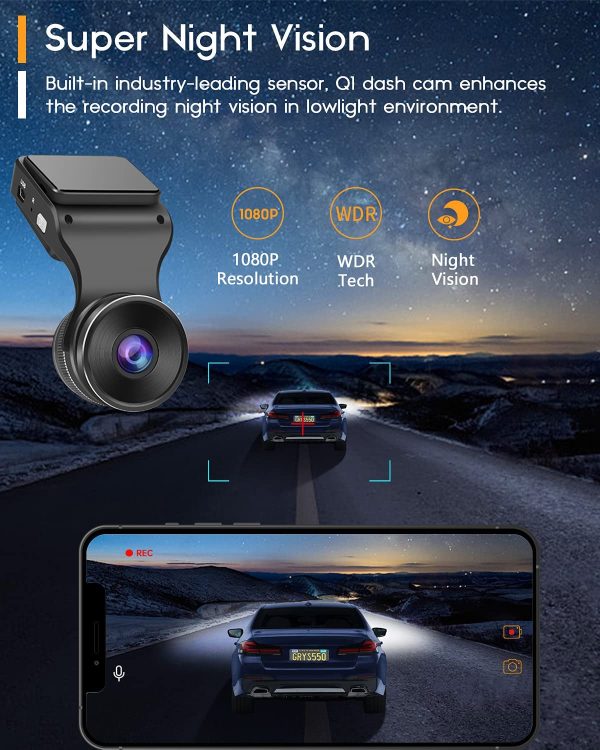 Dash Cam WiFi FHD 1080P Car Dashcam Recorder, Dashcams for Cars with SD Card Included, Night Vision, 170 degrees Wide Angle, WDR, Loop Recording, G-sensor, Parking Monitor, Motion Detection - Image 6