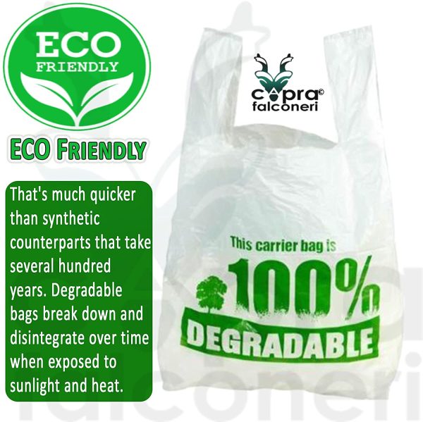 Large White Vest Plastic Carrier Bags 11 x 17 x 21" - Strong Reusable Shopping Bag 100% Degradable - Recycled Eco Friendly Plastic Bags - Image 2