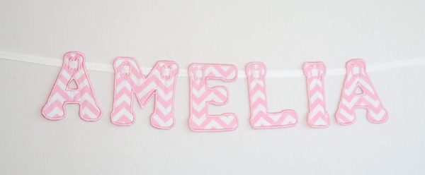 Handmade Personalised Name Bunting - Priced Per Letter - Pink Zigzag - Image 3