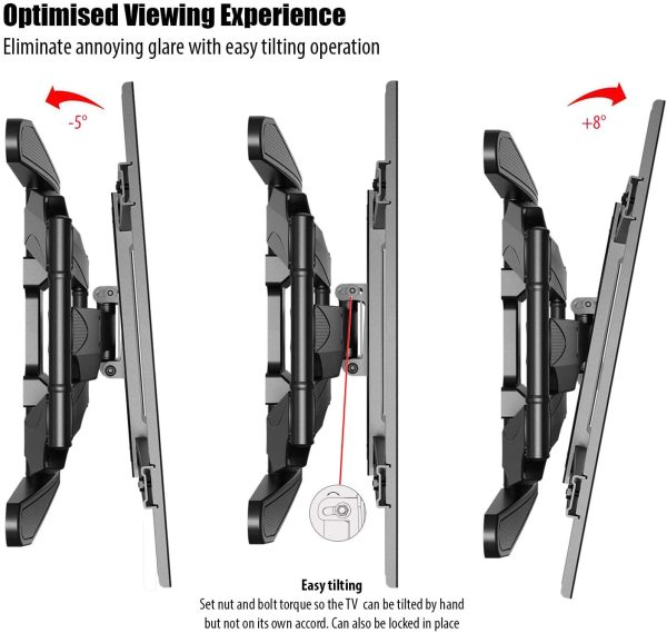 Invision Ultra Strong TV Wall Bracket Mount Double Arm Tilt & Swivel for 37-70 Inch (94-178cm) LED LCD OLED Plasma & Curved Screens - Up to VESA 600mm(w) x 400mm(h) - Max Load 50kg (HDTV-DXL) - Image 6