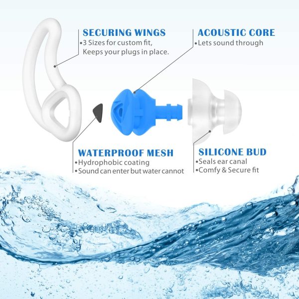 Hearprotek 2 Pairs Swimmer Ear Plugs, Upgraded Silicone Custom-fit Water Protection Swimming earplugs for Swimmers Water Pool Shower Bathing and Other Water Sports - Image 5