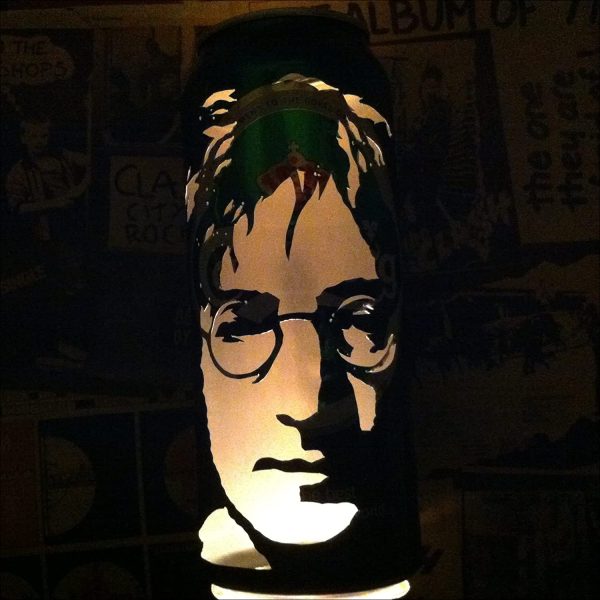 John Lennon Beer Can Lantern: The Beatles 'Imagine' Pop Art Portrait Candle Lamp - Unique Gift!