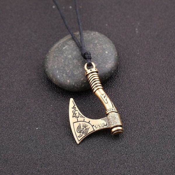 EUEAVAN Viking Raven Amulet Runes Axe Celtic Knot Talisman Pendant Necklace - Image 2