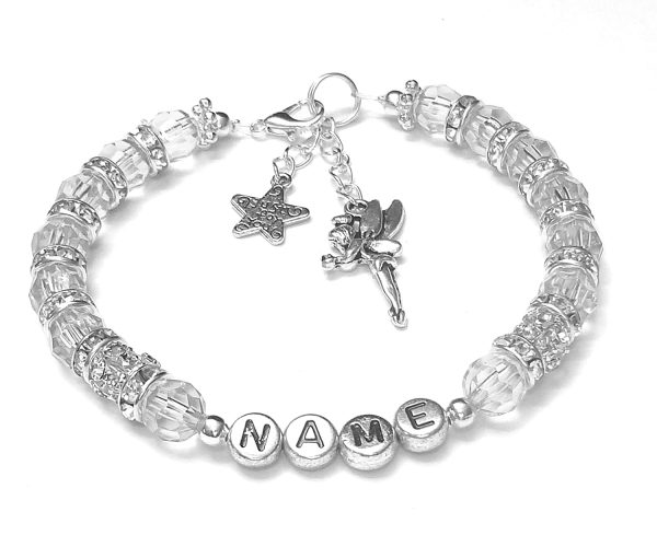 GIRLS CUSTOM NAME PERSONALISED bracelet crystal gems jewellery girls sister women friendship baby's custom made any colour pearl or charm of choice any size. - Image 7