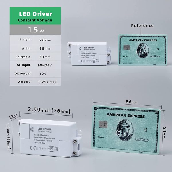 REYLAX? 12V 15W 1250mA LED Driver, AC to DC Switching Transformer, Constant Voltage Power Supply, Low Voltage PSU for LED Applications - Image 9