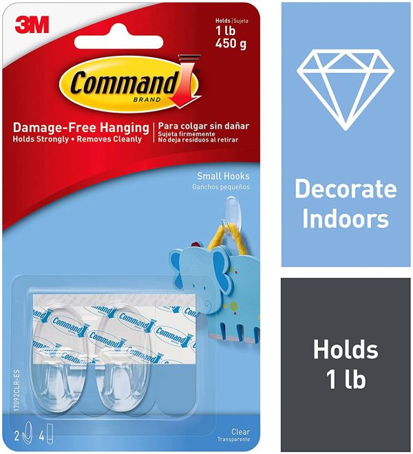 Command Small Clear Hooks with Clear Strips (17092CLR) - Image 8