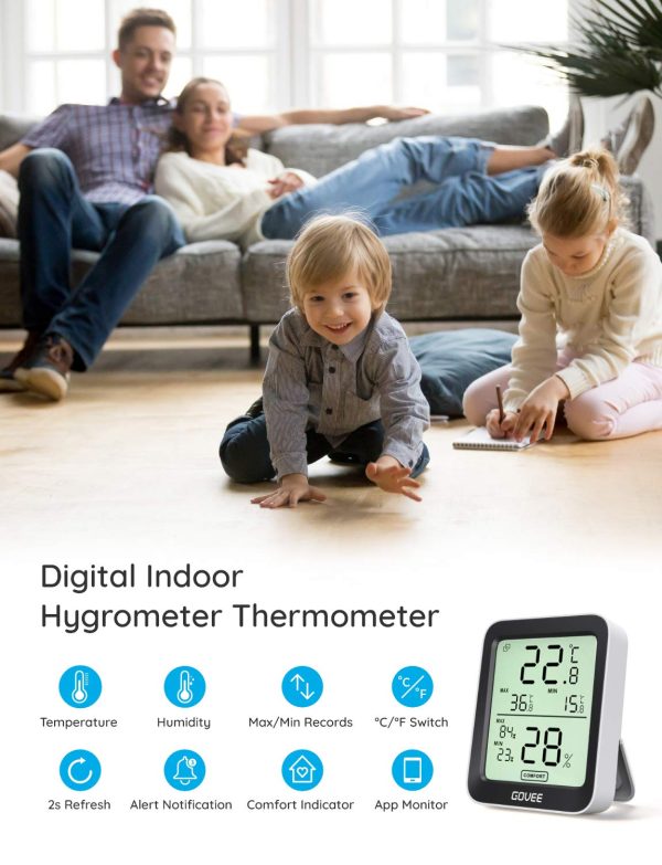 Govee Room Thermometer Hygrometer, Bluetooth Digital Indoor Temperature Humidity Sensor with Smart Alert and Data Storage, for Baby Home Cellar - Image 7