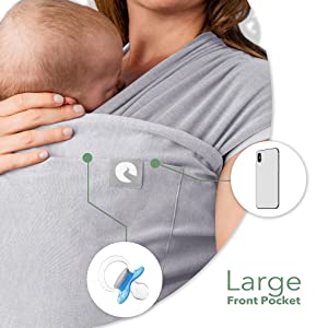 Baby Sling Wrap with large front pocket newborn essentials carrier toddler gifts for new mum gift