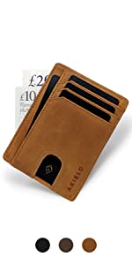 BRAVO tan mens wallet compact slim ultra thin smart wallet anti theft wallet