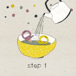 Step 1: Put the pacifiers in a clean bowl. Pour them with boiling water.