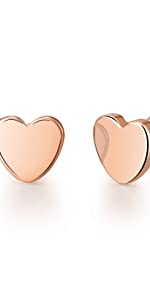 Rose Gold Heart Stud Earrings