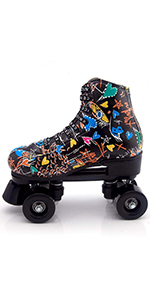 Fashion Printing Leather Roller Skates