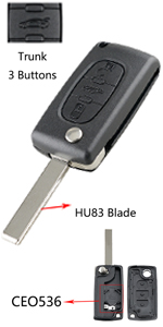 peugeot 207 key fob CE0536 