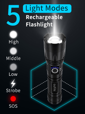 5 light Modes Rechargeable torch