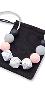 Peach Marble Black Grey Silicone Teething Necklace Pink New Baby Breastfeeding Baby Shower Gift