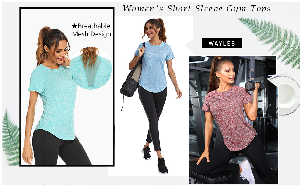 Womens Sports T-Shirt Basic Yoga Top Short Sleeve Workout Training Shirts Activewear Clothes